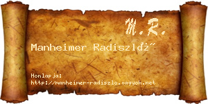 Manheimer Radiszló névjegykártya